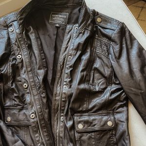 Lucky Brand Leather Jacket | Vintage Leather Mock-Neck Moto Jacket